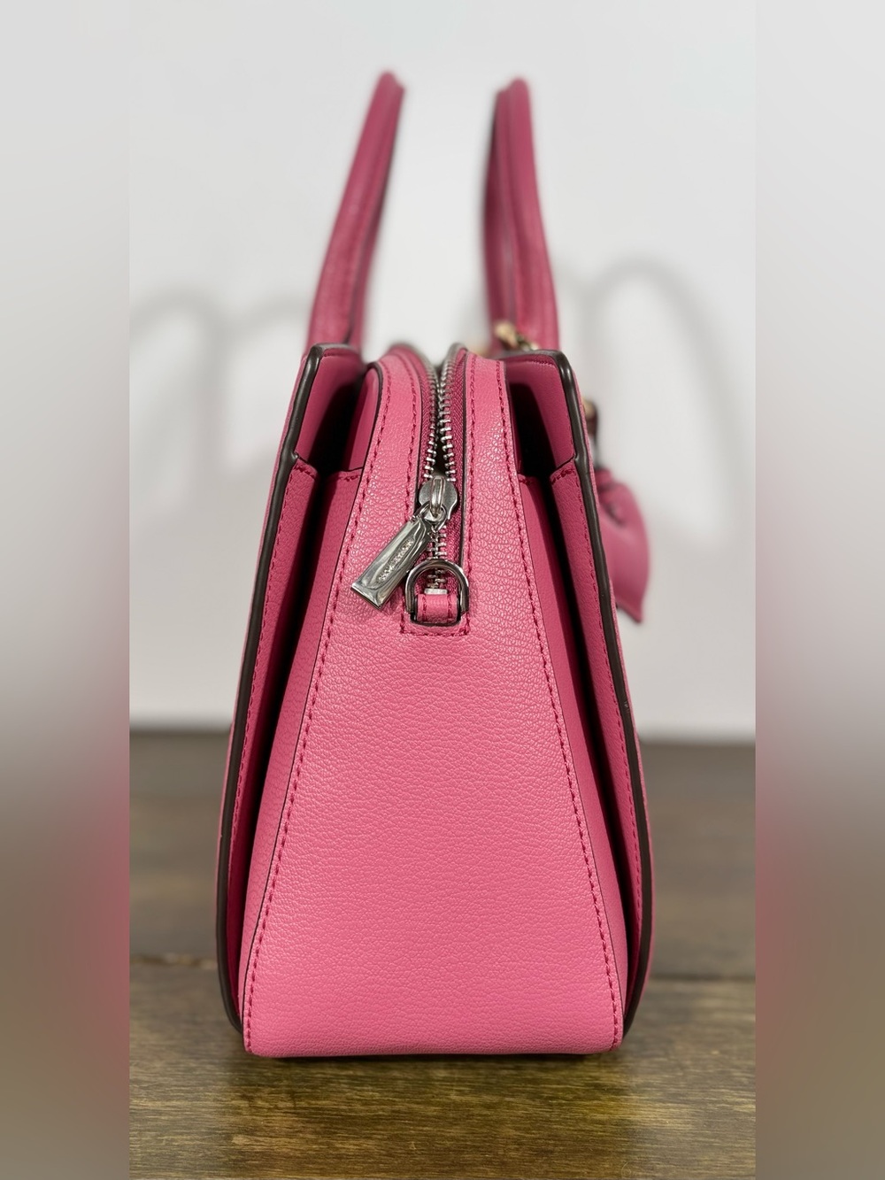 NWT Michael Kors Laila Leather Medium Satchel Handbag in Rosewood Pink - Picture 10 of 14